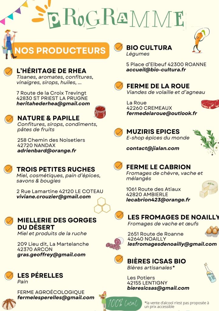 Producteurs présents au marché solidaire